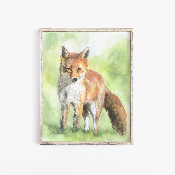 570x570 Red Fox Watercolor Painting Fine Art Print 5 X 7 Etsy