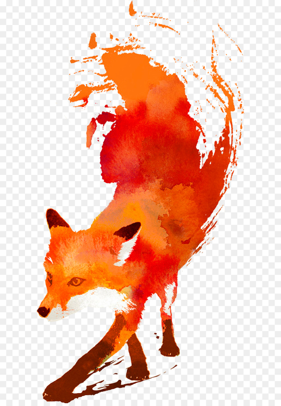 900x1300 Red Fox Art Watercolor Painting