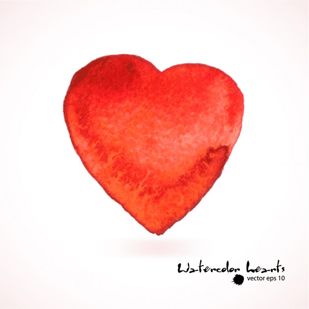626x626 Red Heart, Watercolor Vector Free Download