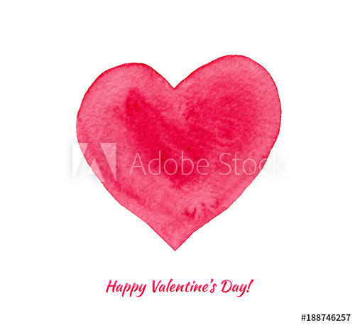 500x457 Valentines Day Watercolor Background With Big Red Heart