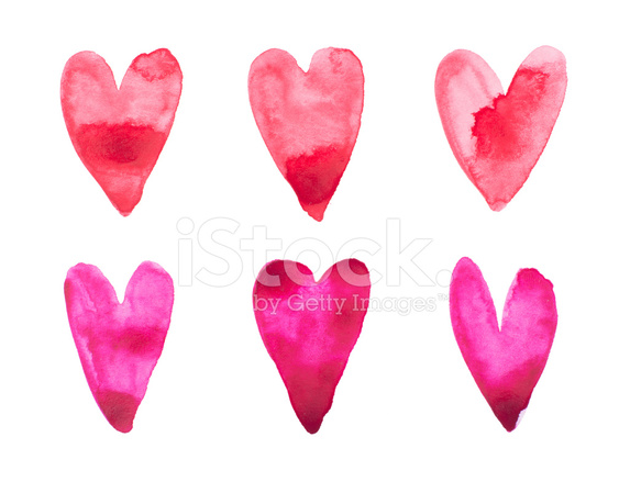 573x439 Watercolor Aquarelle Hand Drawn Red Heart Love Art Paint On Stock