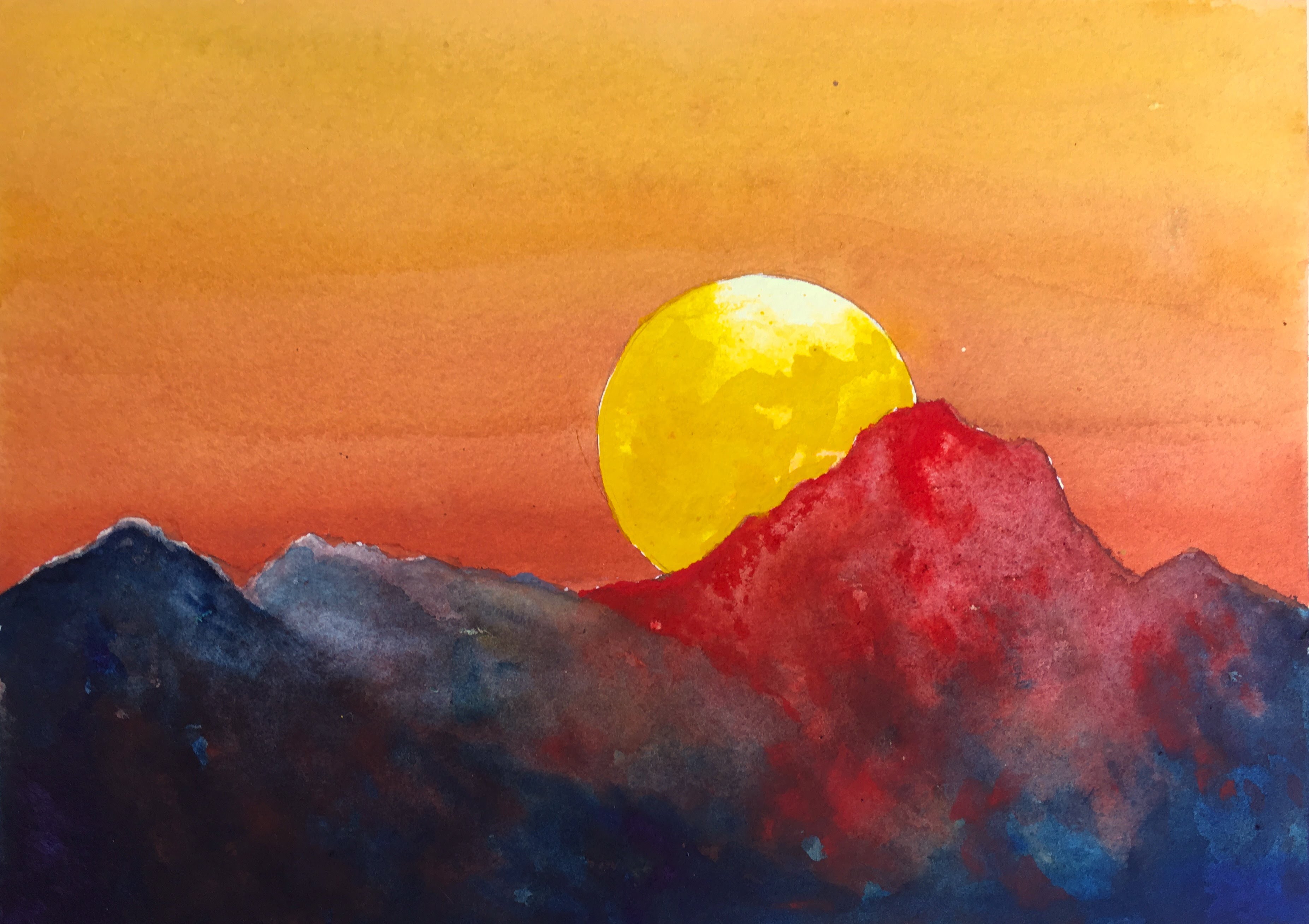 3706x2616 Dramatic Sunset Watercolor Tutorial, An Easy Step By Step Painting