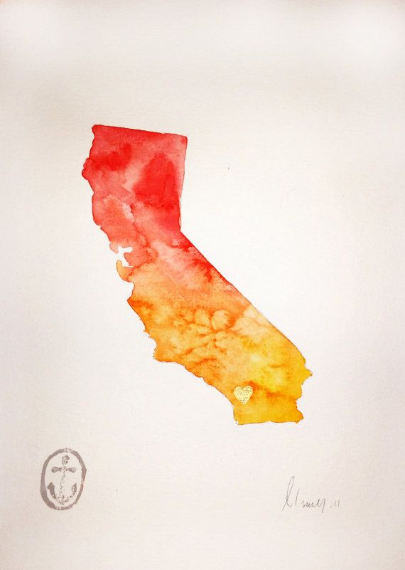 570x801 Red Orange Ombre California Watercolor By Anchorsenddesigns