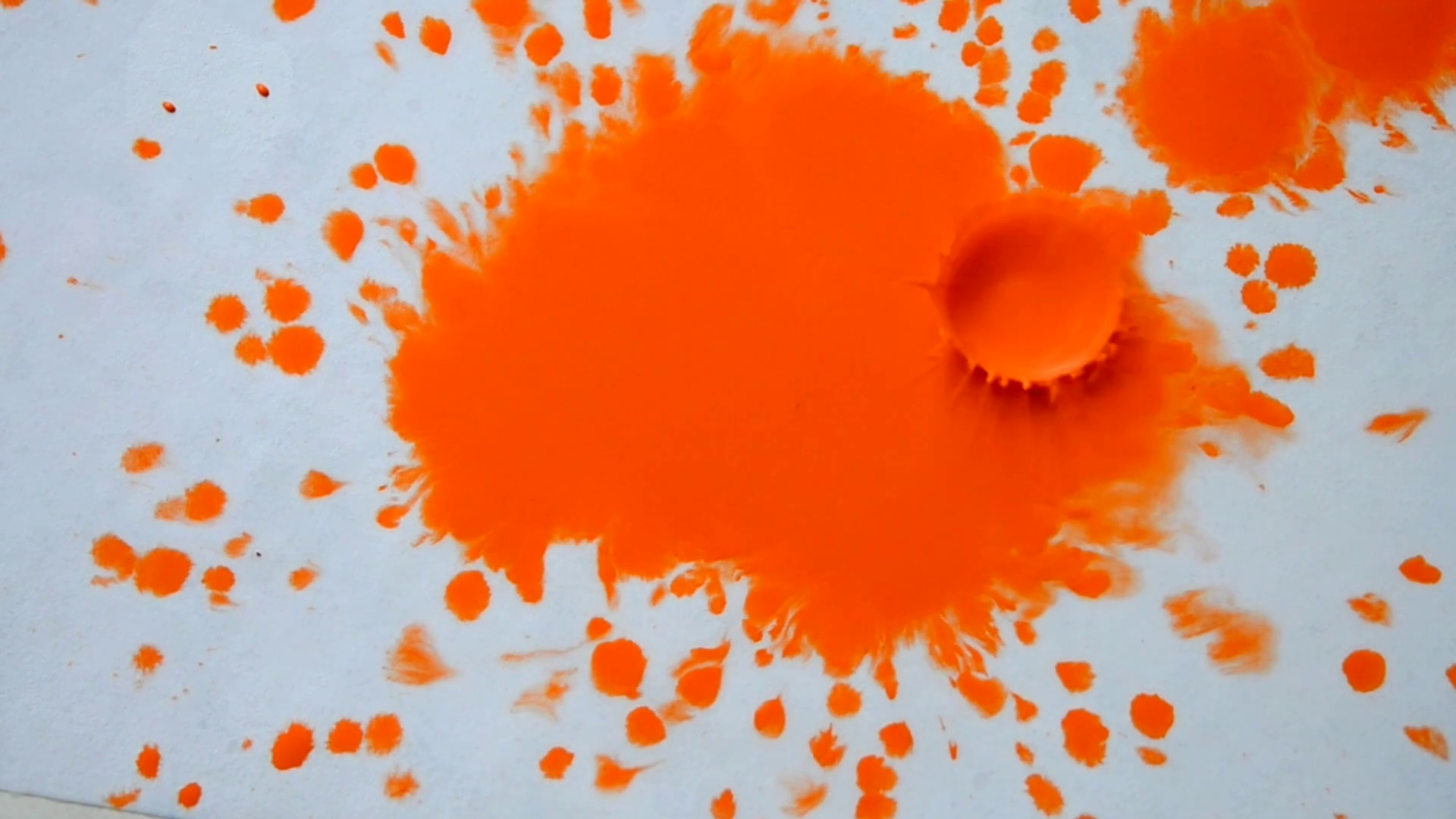 1920x1080 Red, Orange Ink, Paint Droplets Spreads On The Paper Wet White