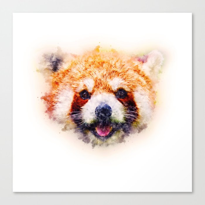 700x700 Red Panda Watercolor Painting Art Canvas Print By Shovalperez