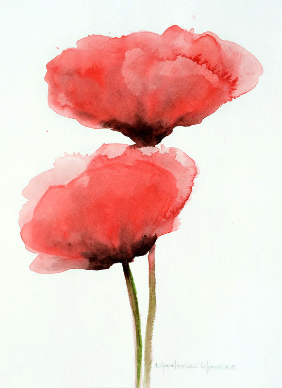 581x800 Red Poppies (Original Watercolor)