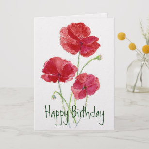 307x307 Red Poppy Watercolor Flower Cards Zazzle