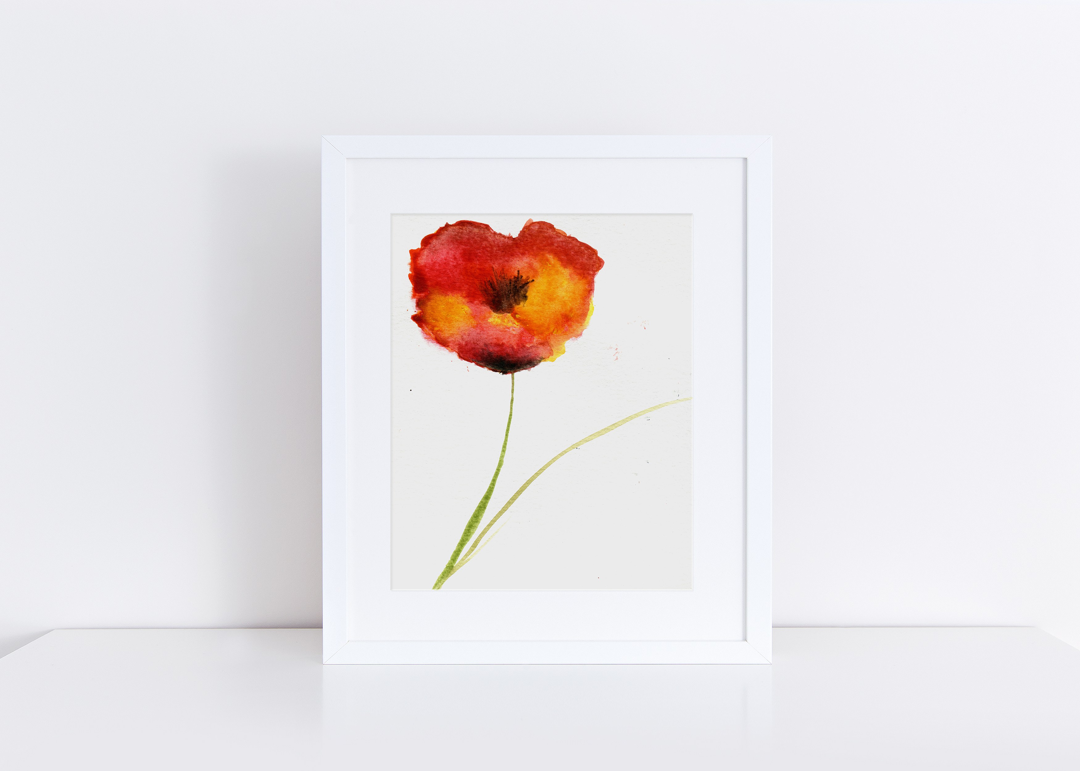 3500x2500 Red Poppy Watercolor Print