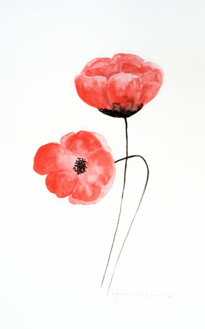 299x480 Happy Red Poppy (Original Watercolor)