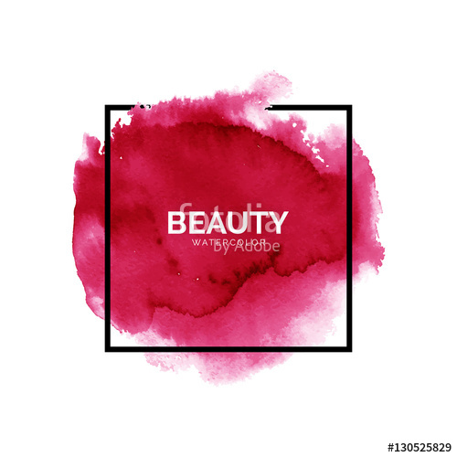 500x500 Abstract Watercolor Red Spot With Square Frame, Hand Painted