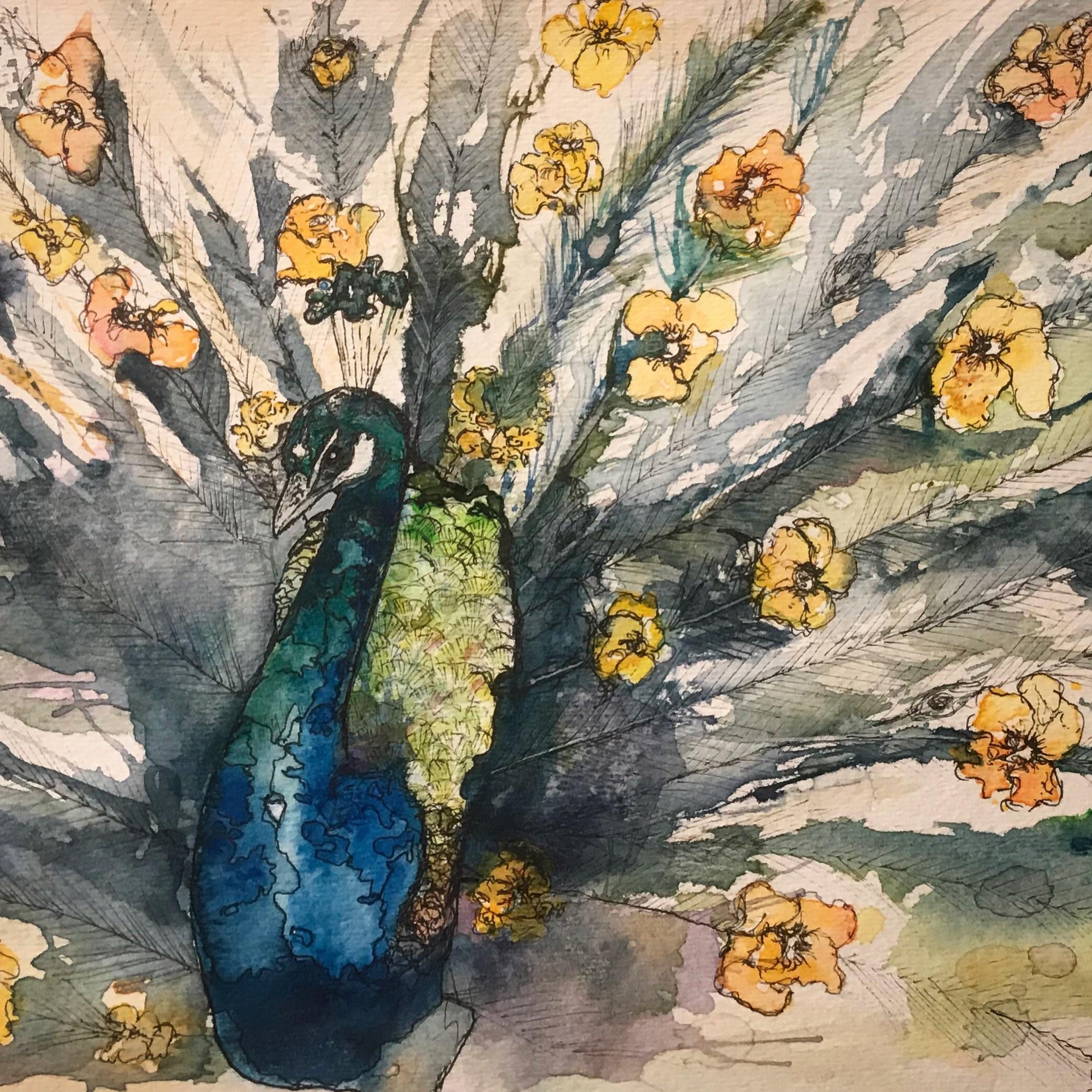 2090x2090 Fleur De Paon X Watercolour And Black Ink Art