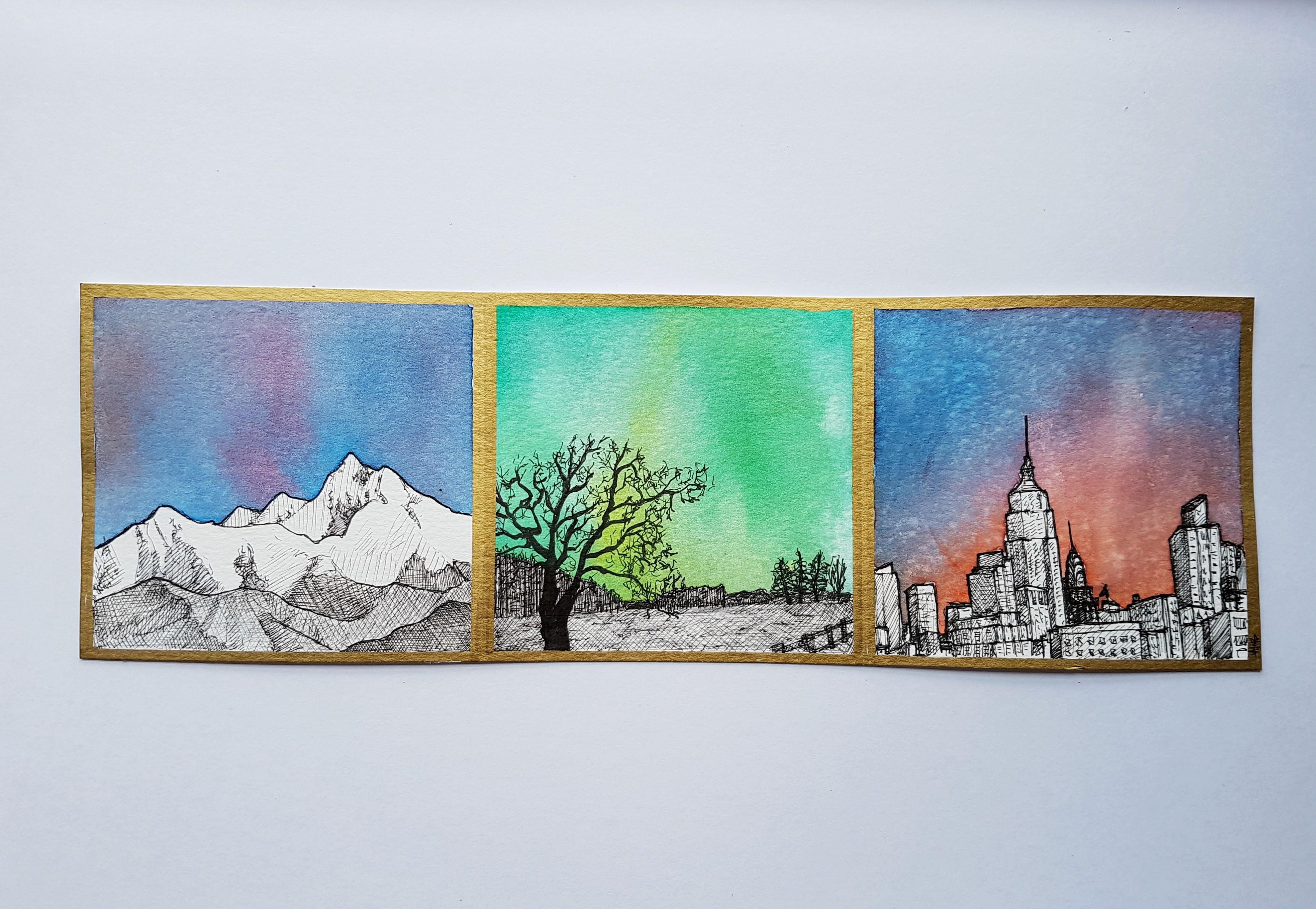 3854x2664 My Star, Watercolor Amp Ink, 34x11cm Art