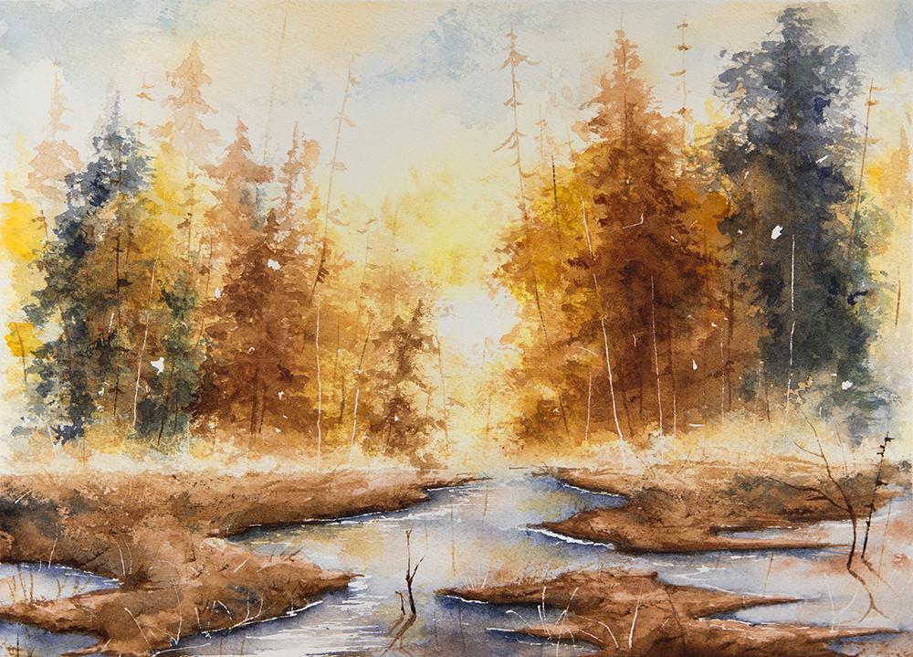 1000x719 Autumn, 9x12, Watercolor Art