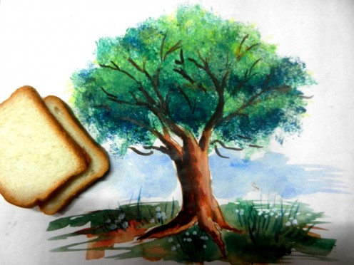 496x372 Easy Bread Slice Trick To Paint Tree Leaves That Actually Works