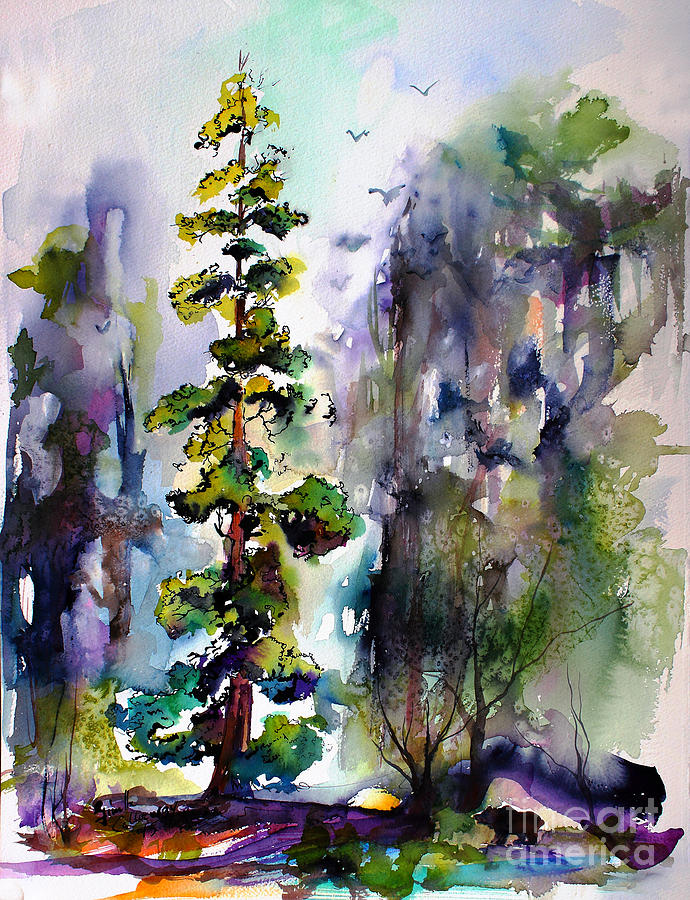 690x900 Forest With Redwood Trees Painting By Ginette Callaway