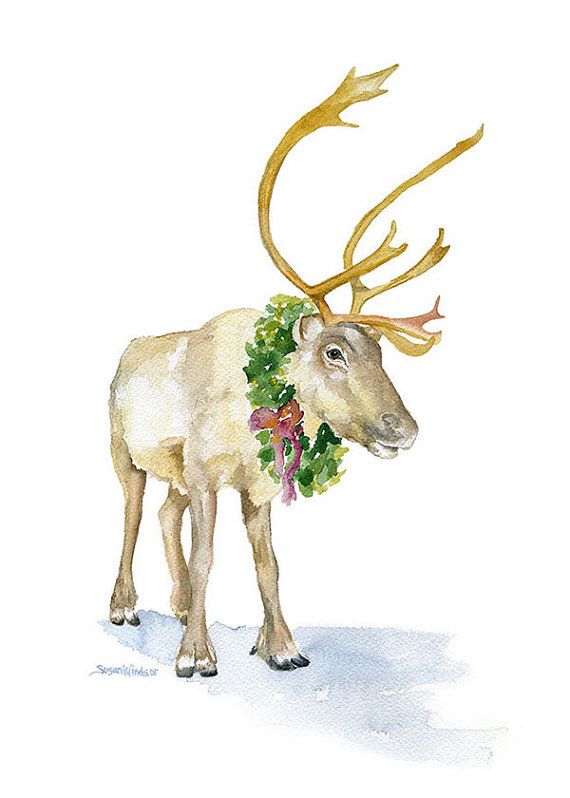 570x798 Reindeer Watercolor Painting