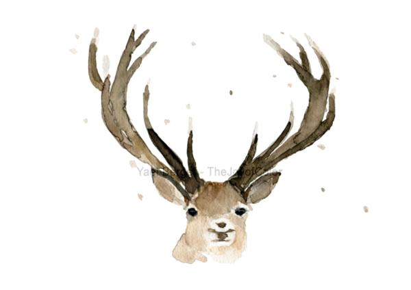 600x424 Reindeer Art Print, Wild Life Art, Nursery Decor, Print Of