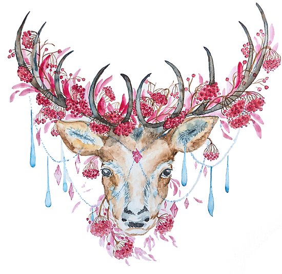 550x533 Watercolor Reindeer Photographic Prints By Alisagrom Redbubble