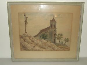 300x225 Framed 1942 Signed Religious Watercolor Painting