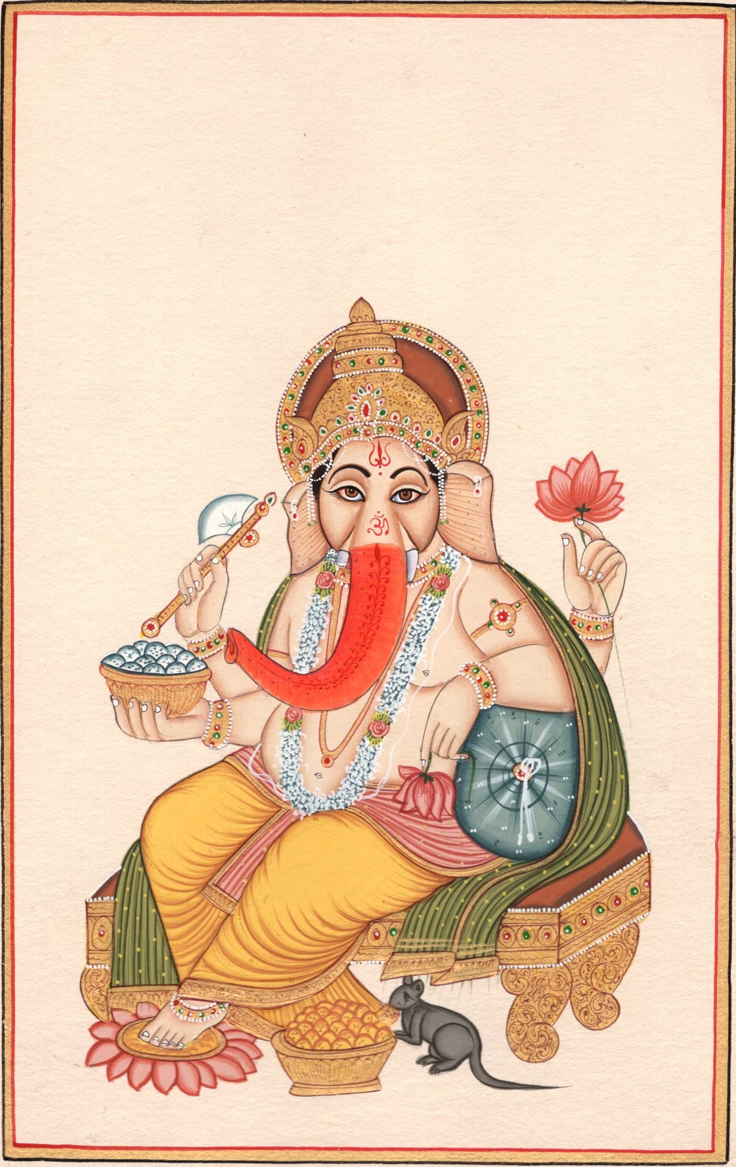 1511x2397 Ganesha Painting Indian Hindu Hand Painted Paper Watercolor Ganesh