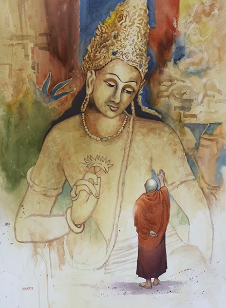 440x600 Sparsh By Artist Kishor Nadavdekar Religious Art Watercolor