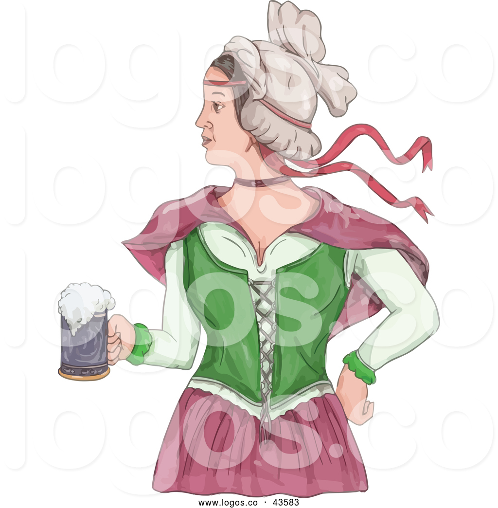 1024x1044 Logo Of A Retro Watercolor Beer Maiden Girl Holding A Mug By