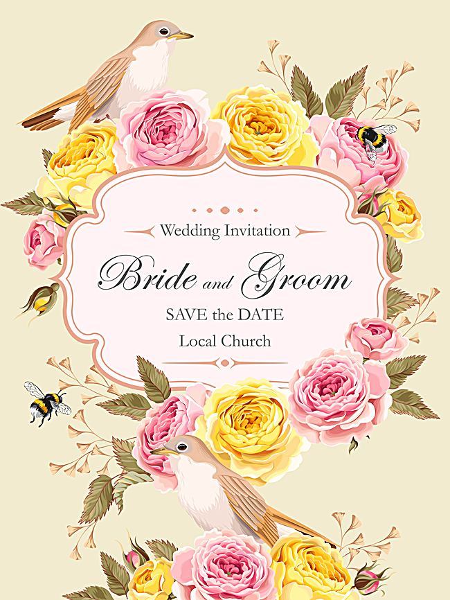 650x866 Vector Wedding Background Watercolor Painted Flowers Border