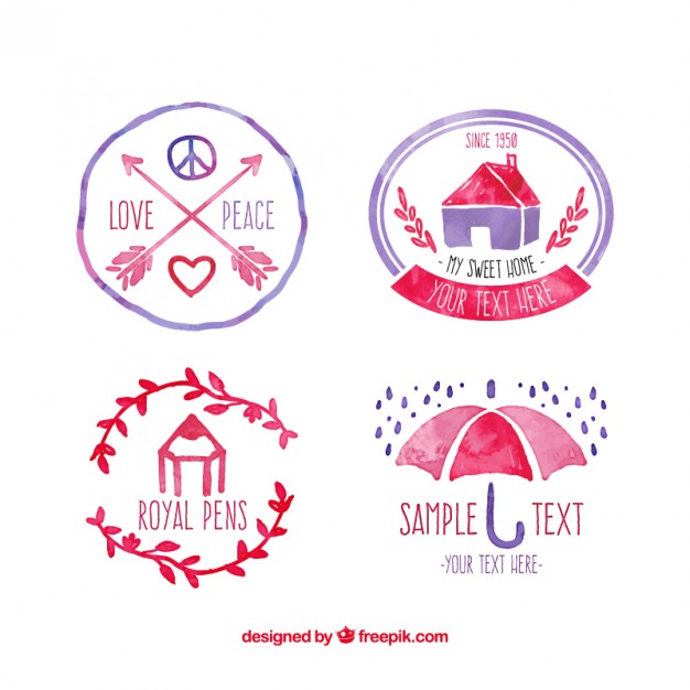 626x626 Watercolor Logos In Retro Style Vector Free Download