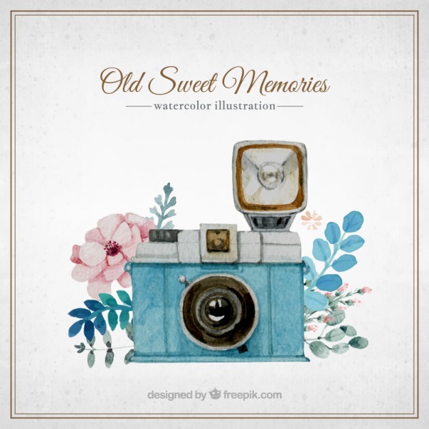 626x626 Watercolor Retro Camera Vector Free Download