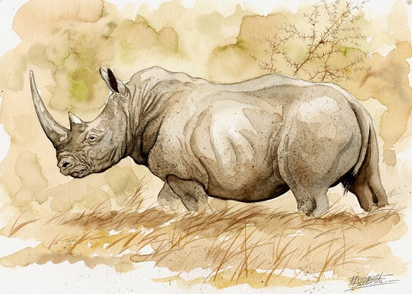600x429 Big Five Watercolor Gallery African Wildlife Watercolor Art