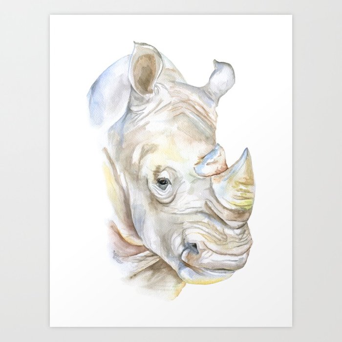 700x700 Rhino Watercolor Art Print By Susanwindsor Society6