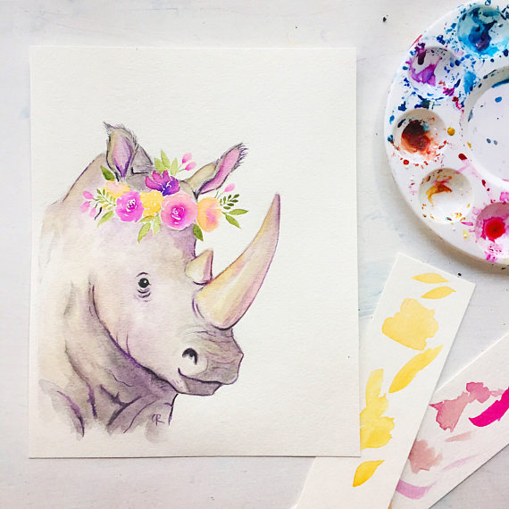 570x570 Rhino Watercolor