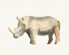 236x188 Rhinoceros Painting Print Of Watercolor By Louisedemasi On Etsy