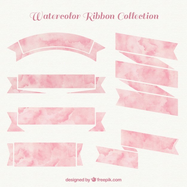 626x626 Pink Watercolor Ribbon Collection Vector Free Download