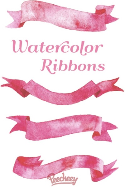 401x600 Pink Watercolor Ribbons Free Vector In Adobe Illustrator Ai ( .ai