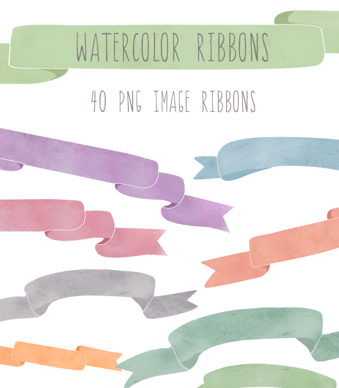 700x800 Watercolor Ribbons Clip Art