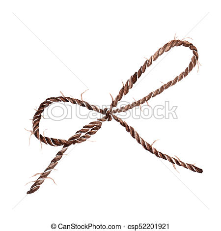 450x470 Bow From Rope, Ribbon Watercolor Illustration For Decoration.