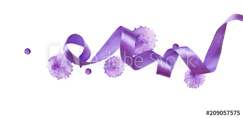 500x243 Curled Violet Silk Ribbon Watercolor Blots