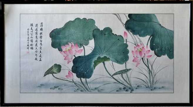 657x367 Chinese Watercolor Painting Of Lotus On Rice Paper
