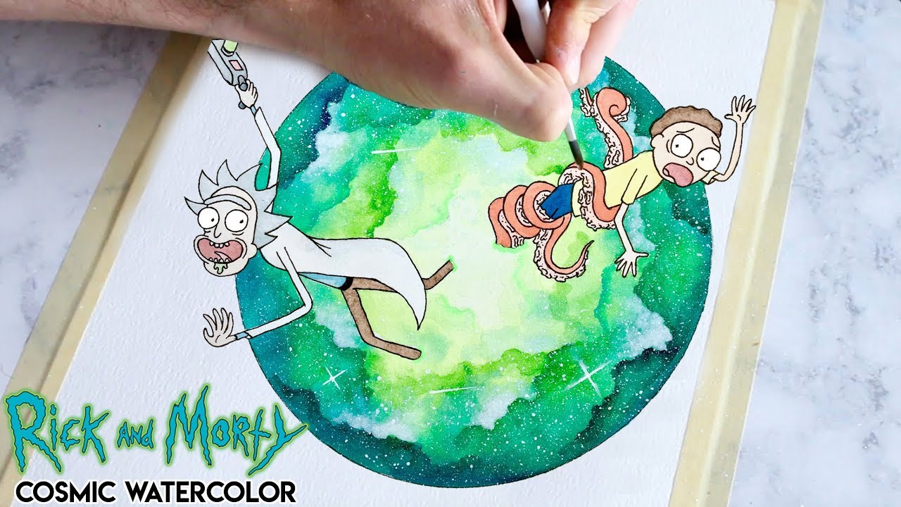 1280x720 Painting Process Rick And Morty Cosmic Portal