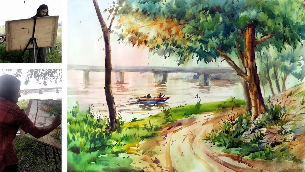 1280x720 How To Paint River Scape In Watercolour Watercolor Tutorial For