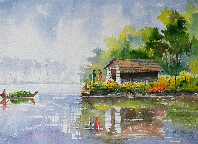 690x500 Life Along The River By Artist Mopasang Valath Impressionism