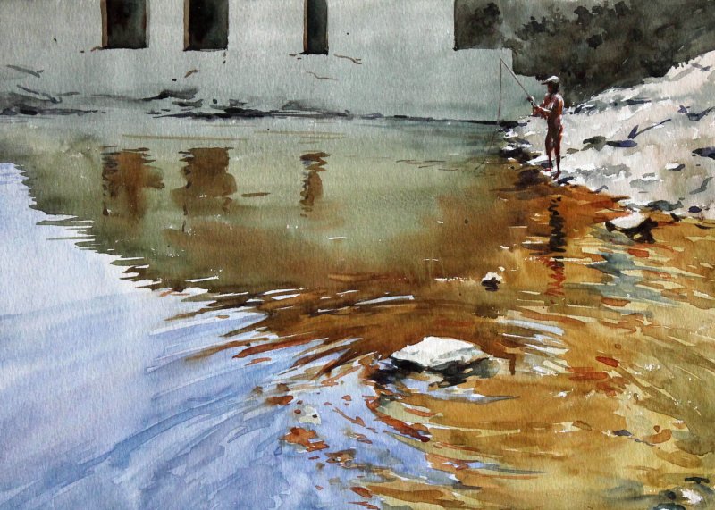 800x571 River By Artist Swapnil Mhapankar Landscape Art Watercolor