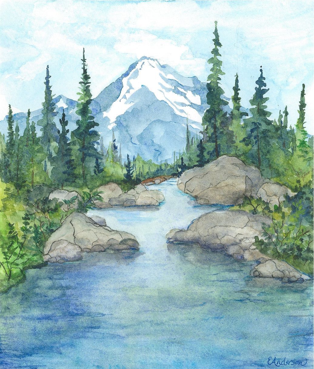 1036x1217 Watercolor River In Fall