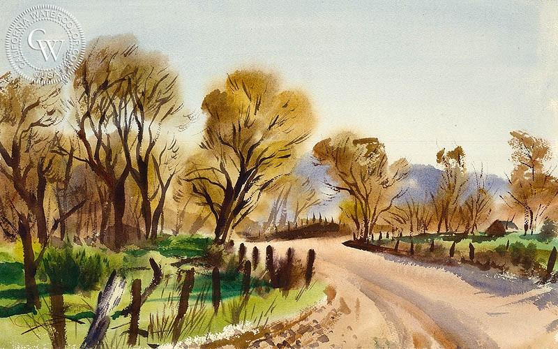 800x500 Country Road, C. 1939, Art By Charles Payzant California Watercolor
