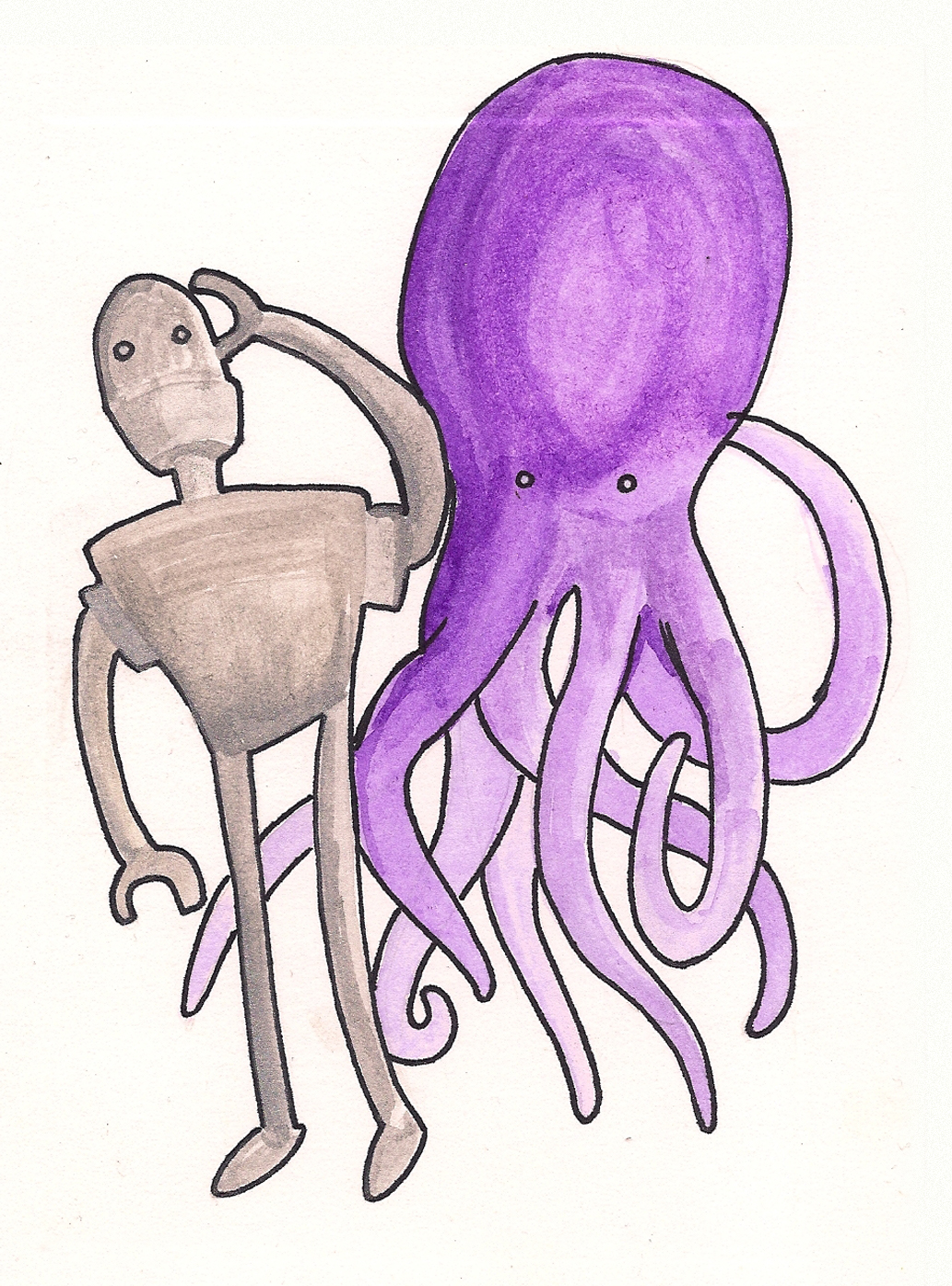 1033x1395 Octopus Robot Watercolor Sketchblog Sketchblog
