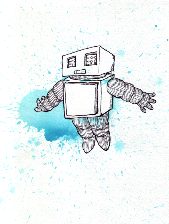 590x778 Robot Watercolor By Jamesolstein