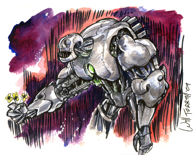 648x513 Robotic Kind Watercolor With Pen And Ink The Art Of Will Terrell