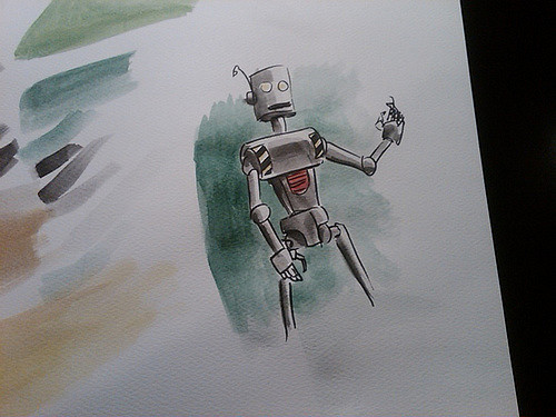 500x375 Watercolor Robot I Wanted To Start Trying Water Color