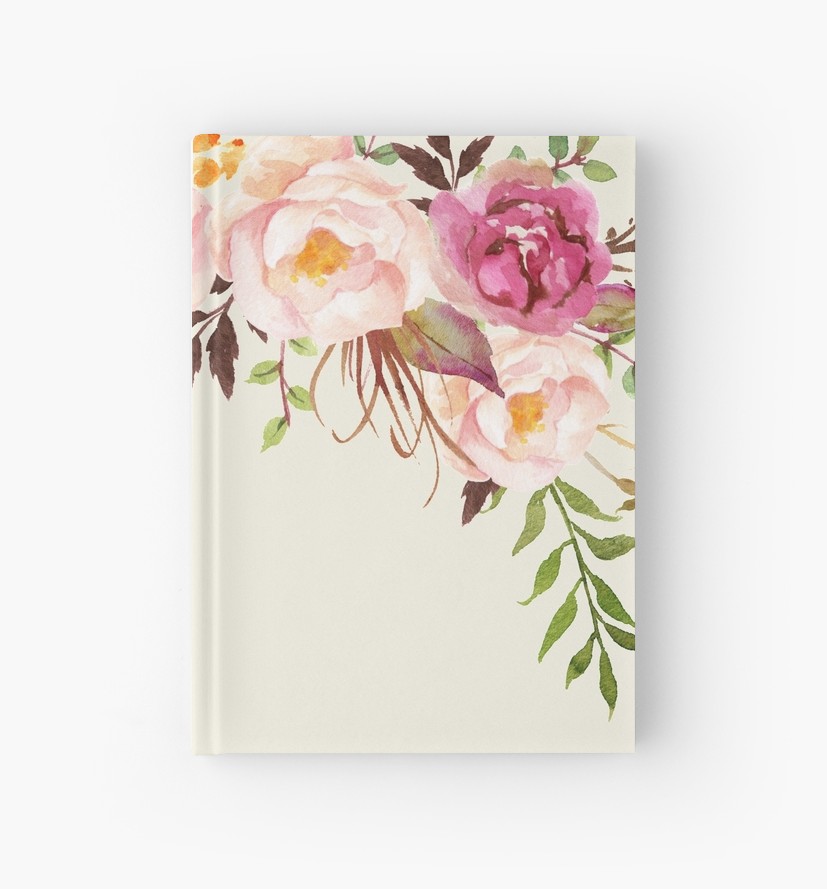 827x889 Romantic Watercolor Flower Bouquet Hardcover Journals By